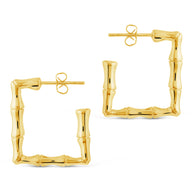 Bamboo Rectangular Hoop Earrings