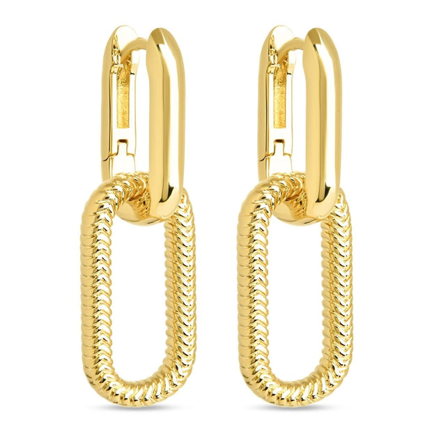 Sable CZ Chain Link Drop Stud Earrings