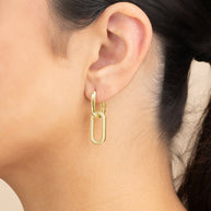 Sable CZ Chain Link Drop Stud Earrings