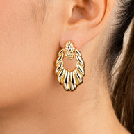 Enid Textured Door Knocker Stud Earrings