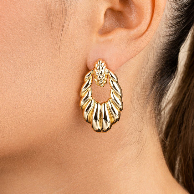 Enid Textured Door Knocker Stud Earrings