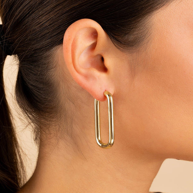 Kaylani Elongated Geo Hoops