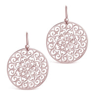 Sterling Silver Round Filigree Dangle Earrings