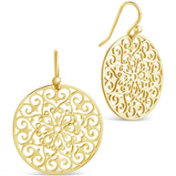 Sterling Silver Round Filigree Dangle Earrings