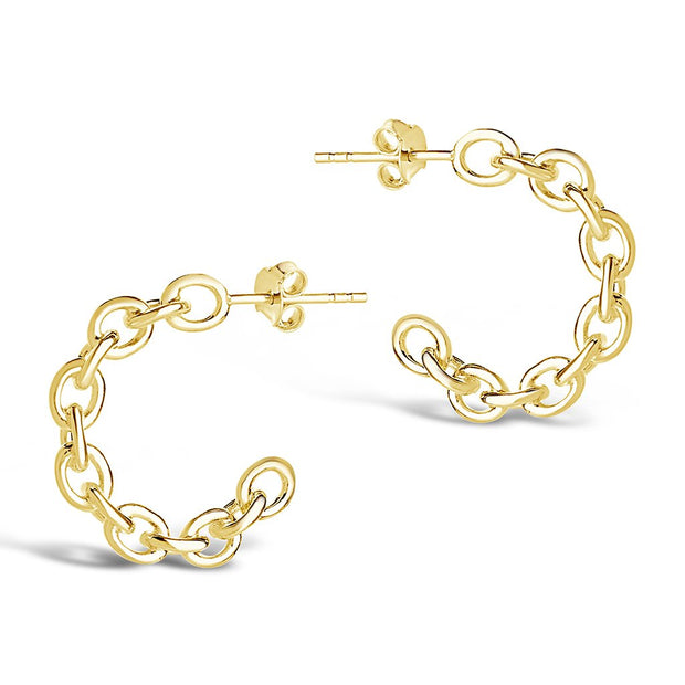 Sterling Silver Delicate Chain Hoops