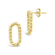Sterling Silver Braided Oval Stud Earrings