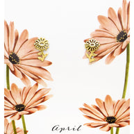 Sterling Silver Birth Flower Stud Earrings