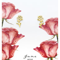 Sterling Silver Birth Flower Stud Earrings