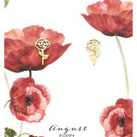 Sterling Silver Birth Flower Stud Earrings