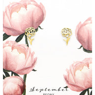 Sterling Silver Birth Flower Stud Earrings