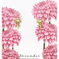 Sterling Silver Birth Flower Stud Earrings