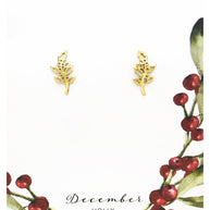 Sterling Silver Birth Flower Stud Earrings