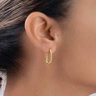 Sterling Silver Rectangle Huggie Hoop Earrings