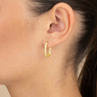 Sterling Silver Rectangle Huggie Hoop Earrings