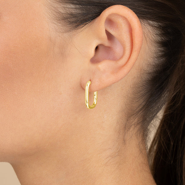 Sterling Silver Rectangle Huggie Hoop Earrings