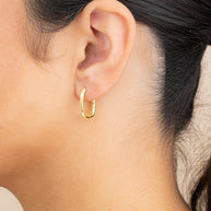 Sterling Silver Rectangle Huggie Hoop Earrings