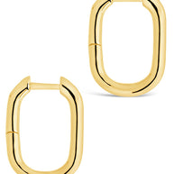Sterling Silver Rectangle Huggie Hoop Earrings