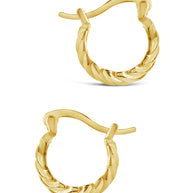 Sterling Silver Croissant Dome Hoop Earrings