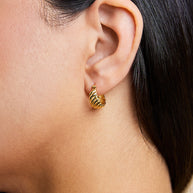 Sterling Silver Croissant Dome Hoop Earrings