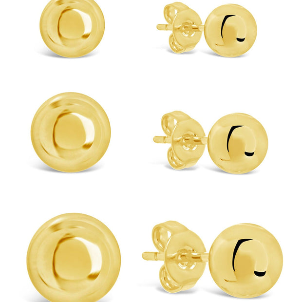 Polished Sphere Stud Earring Set of 3