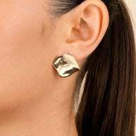 Sterling Silver Vivien Molten Square Statement Studs