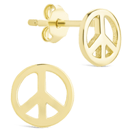 Sterling Silver Peace Sign Studs