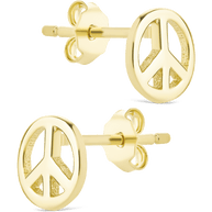 Sterling Silver Peace Sign Studs