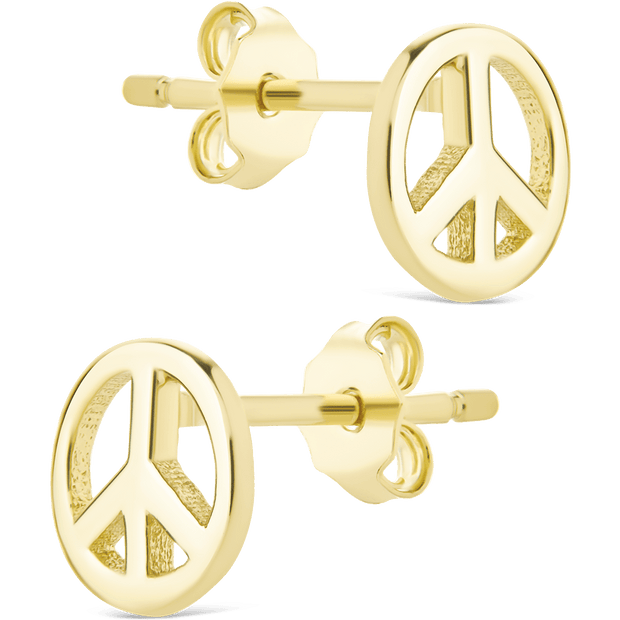 Sterling Silver Peace Sign Studs