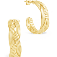Sterling Silver Janet Ribbed Hoop Earrings