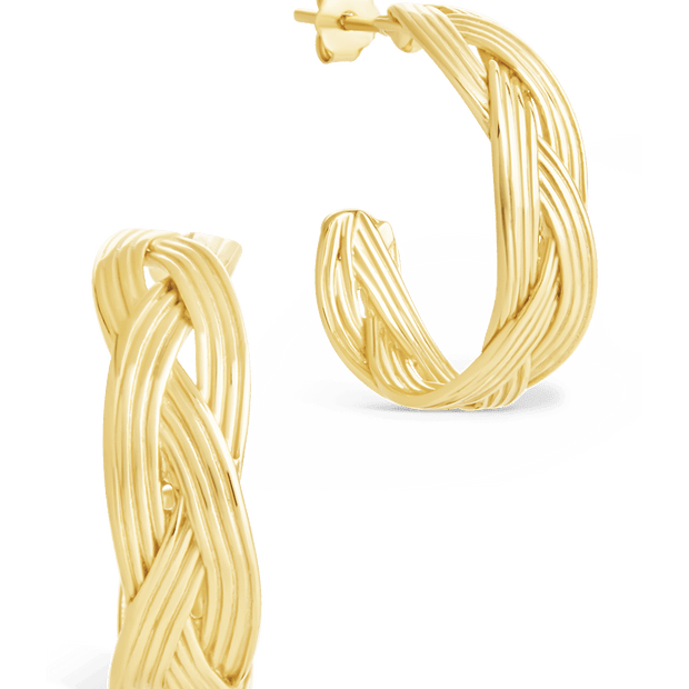 Sterling Silver Janet Ribbed Hoop Earrings