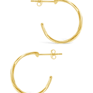 Sterling Silver Janet Ribbed Hoop Earrings