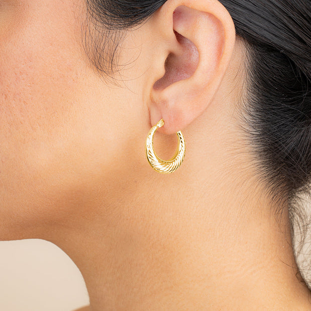 Delia Textured Hoop Earrings