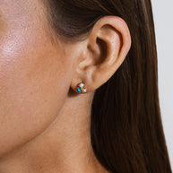 Bermuda Opal, Pearl, & Turquoise Triple Stud Earrings