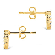 CZ Bezel Frame Rose Petal Stud Earrings