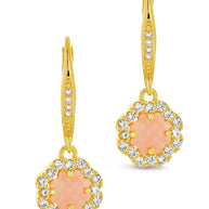 Bezel Frame Rose Petal Short Drop Earrings