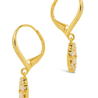 Bezel Frame Rose Petal Short Drop Earrings