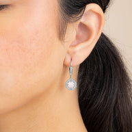 Bezel Frame Rose Petal Short Drop Earrings