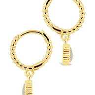 Meredith Braided Opal Heart Drop Hoop Earrings