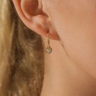 Meredith Braided Opal Heart Drop Hoop Earrings