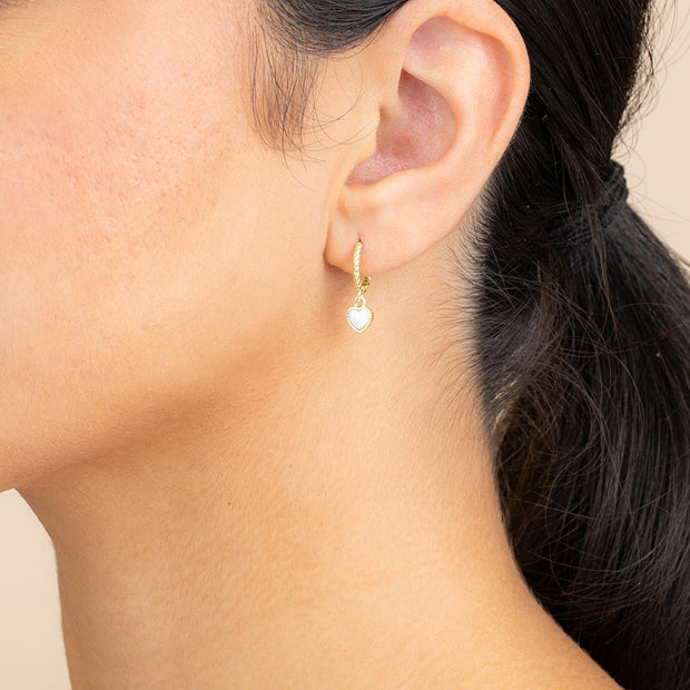 Meredith Braided Opal Heart Drop Hoop Earrings