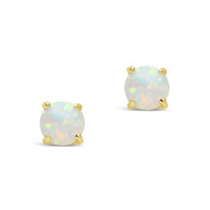 Sterling Silver 6mm Opal Earring Studs - In SIlver or 14K Gold Plated
