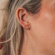 Sterling Silver Half Halo Opal Studs