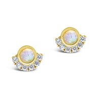 Sterling Silver Half Halo Opal Studs