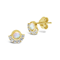 Sterling Silver Half Halo Opal Studs