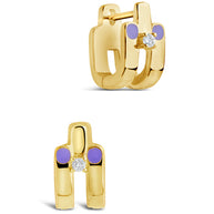 Zella CZ & Enamel Huggie Hoop Earrings