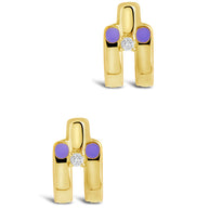 Zella CZ & Enamel Huggie Hoop Earrings