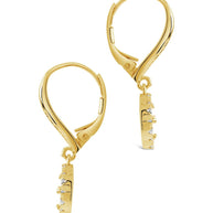 Bezel Frame Rose Petal Short Drop Earrings