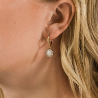 Bezel Frame Rose Petal Short Drop Earrings