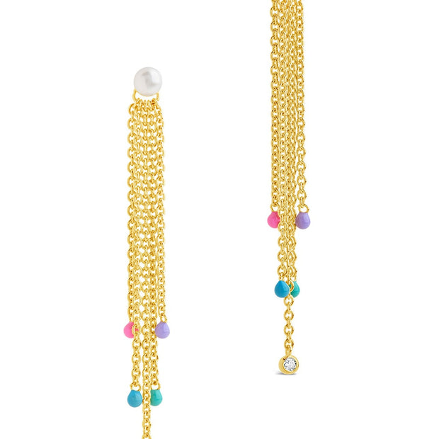 Delmare Enamel & Pearl Dangle Earrings