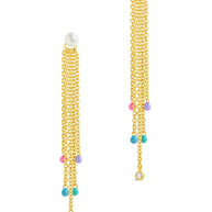 Delmare Enamel & Pearl Dangle Earrings
